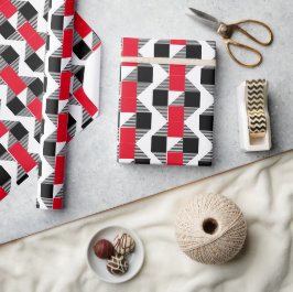 ästhetische, rote und schwarze Farbgeometrie Geschenkpapier