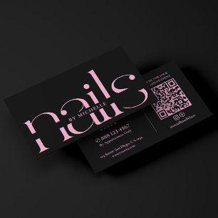 Ästhetische schwarze rosa Nägel Studio Nageltechni Visitenkarte