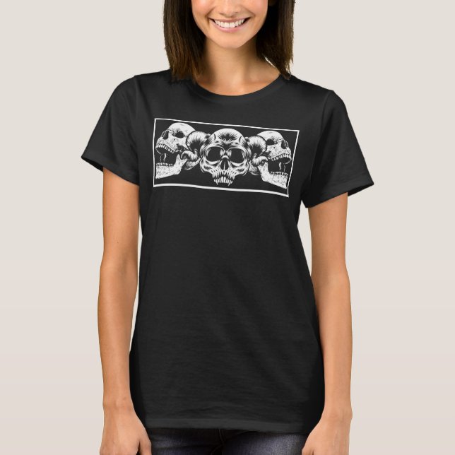 Ästhetische Skulls Goth Skeletton Äries Horns T-Shirt (Vorderseite)