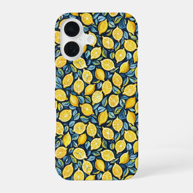 Ästhetische Sommer-Zitronen-Muster iPhone-Hülle iPhone 16 Hülle (Rückseite)