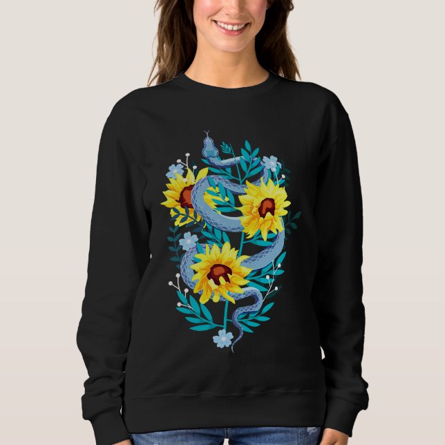 Ästhetische Sonnenblume Blaue Schlange Bindung Blu Sweatshirt (Vorderseite)
