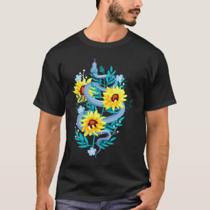 Ästhetische Sonnenblume Blaue Schlange Bindung Blu T-Shirt
