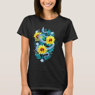 Ästhetische Sonnenblume Blaue Schlange Bindung Blu T-Shirt