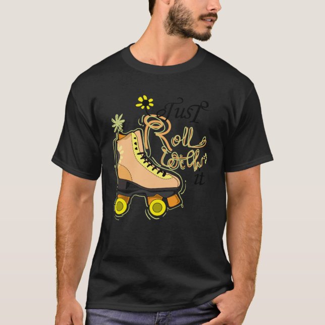 Ästhetische Sonnenblumen Roller Skate Schuhe Blume T-Shirt (Vorderseite)
