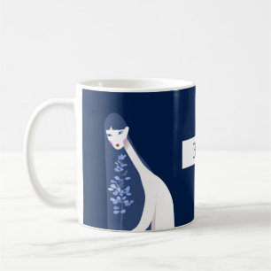 Ästhetische Stilvolle Blätter der blauen Marinemün Kaffeetasse