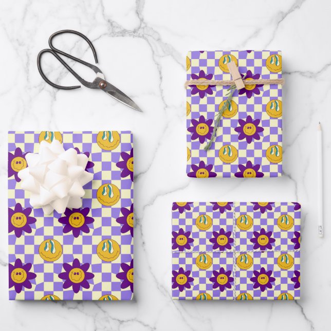 Ästhetische Trippy Psychedelic Ungewöhnlich sonder Geschenkpapier Set (Vorderseite)