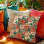 Ästhetische tropische Blume aus hawaiianischem Fla Kissen<br><div class="desc">Ästhetisches hawaiianisches Ambiente mit bunten tropischen Blume und grünen Blätter in einem nahtlosen Muster.</div>