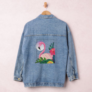 Ästhetische tropische Flamingo Jeansjacke
