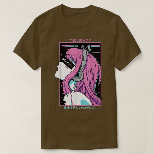 Ästhetische Vaporwave Crazy Waifu Anime T-Shirt (Design vorne)