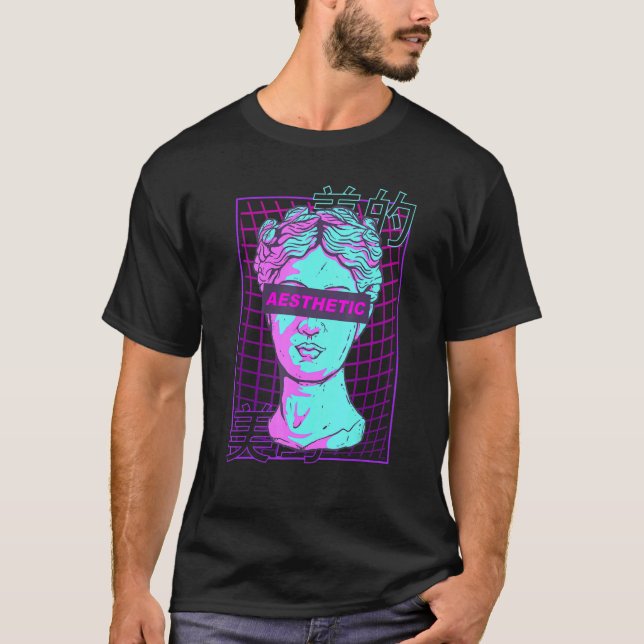 Ästhetische Vaporwave Japanische Büste Griechische T-Shirt (Vorderseite)