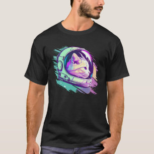Ästhetische Vaporwave Space Cat 80er 90s Astronaut T-Shirt