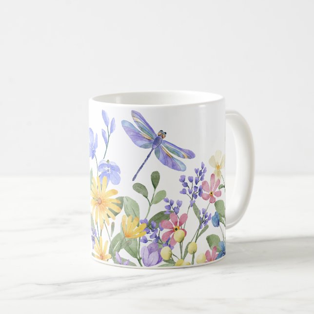 Ästhetische Wildblumen und Glühwürmchen Kaffeetasse (VorderseiteRechts)