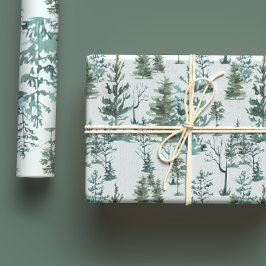 Ästhetische Winterpine Hunter & Pastel Green Geschenkpapier Set