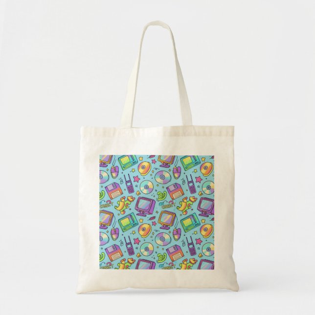 Ästhetische Y2K-Retro-Tech-Doodle-Tasche Tragetasche (Vorne)
