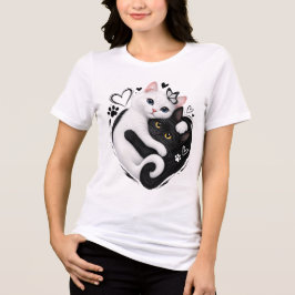 Ästhetische Yin Yang Katzen Umarmen Süße Haustiere Tri-Blend Shirt