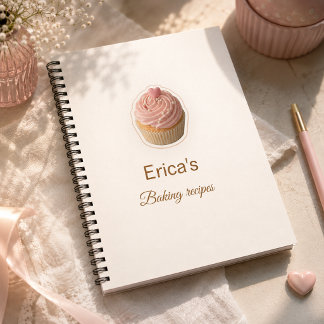 Ästhetischer Besitzer einer rosa Cupcake-Bäckerei Notizblock