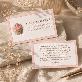 Ästhetischer Besitzer einer rosa Cupcake-Bäckerei  Visitenkarte