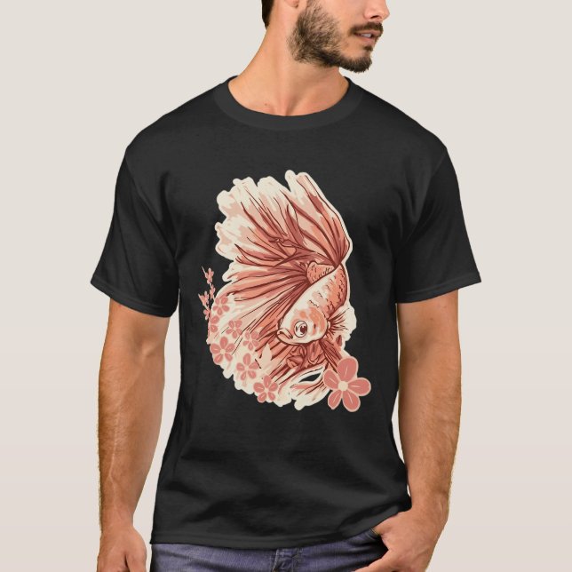 Ästhetischer Betta-Fisch mit japanischen Kirschblü T-Shirt (Vorderseite)