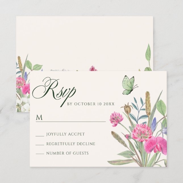 Ästhetischer Blumengarten RSVP Karte (Vorne/Hinten)