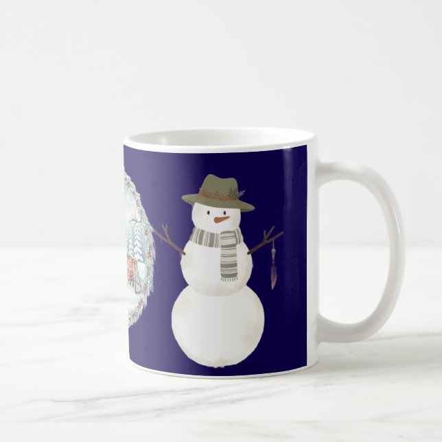 Ästhetischer Boho-Schneemann-Kaffeebecher Kaffeetasse (Rechts)