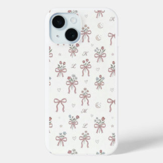 Ästhetischer Coquette-Bogen & Initialen-Wiederholu Case-Mate iPhone Hülle