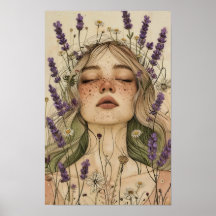 Ästhetischer Cottagecore-Mädchen-Kunstprint