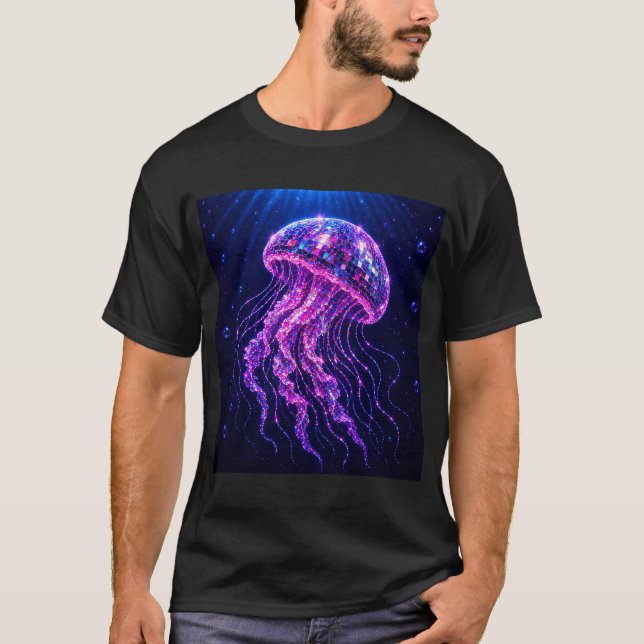Ästhetischer Disco-Neon-Quallen T-Shirt (Vorderseite)