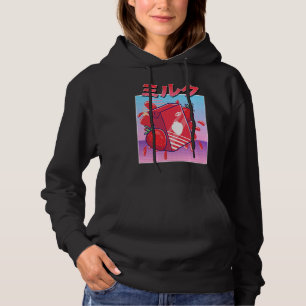 Ästhetischer Erdbeer-Milchshake Vaporwave 90er Jap Hoodie