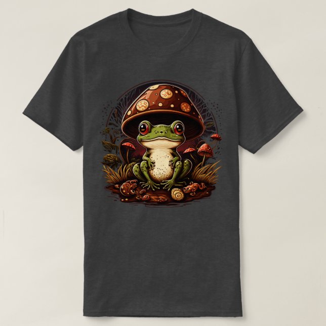 Ästhetischer Frosch auf Pilz 7 T-Shirt (Design vorne)