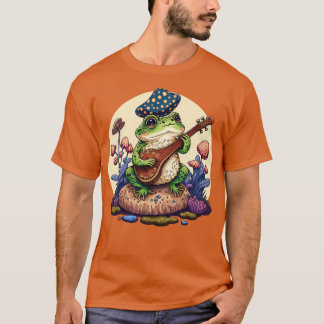 Ästhetischer Frosch spielt ukelele auf Mushroom T-Shirt