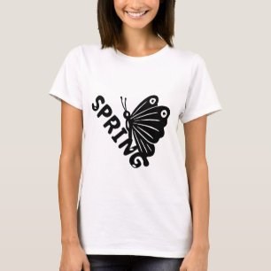 Ästhetischer Frühling Schmetterling Minimalist Gra T-Shirt