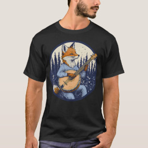 Ästhetischer Fuchs spielt Banjo-Gitarre in T-Shirt
