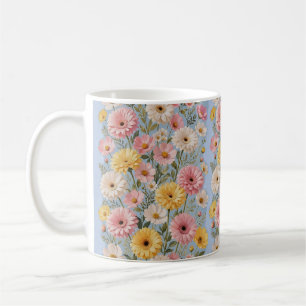 Ästhetischer gelber rosa Gerbera-Margerite-Blumenb Kaffeetasse