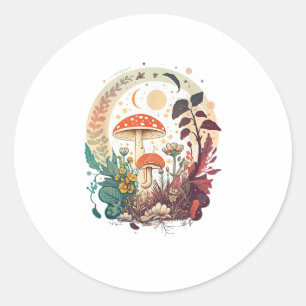 Ästhetischer Goblincore- und Cottagecore-Pilz-Meme Runder Aufkleber