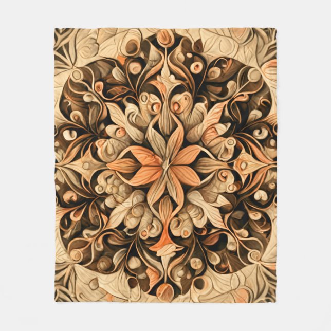 Ästhetischer Hintergrund der orange-beigen-braunen Fleecedecke (Vorderseite)