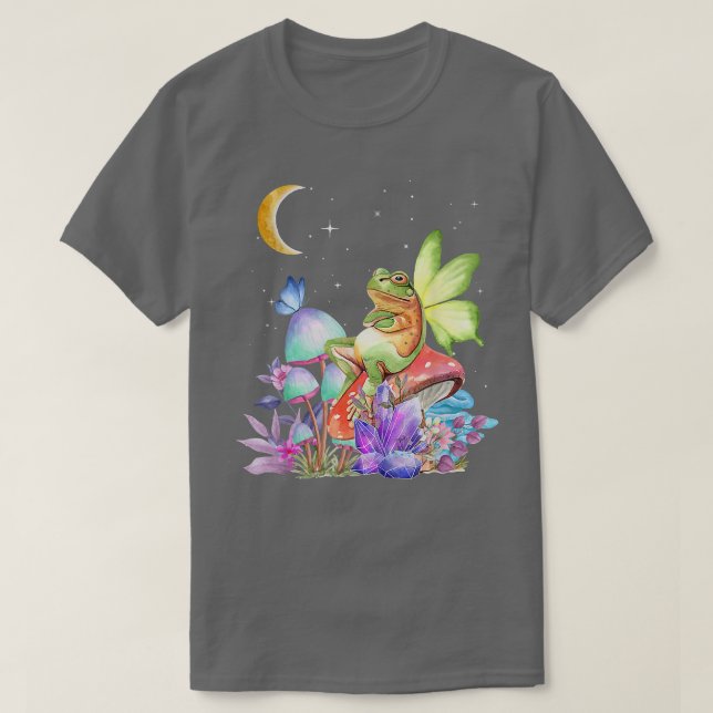 Ästhetischer Kernfrosch Mushroom Moon Fairycore T-Shirt (Design vorne)
