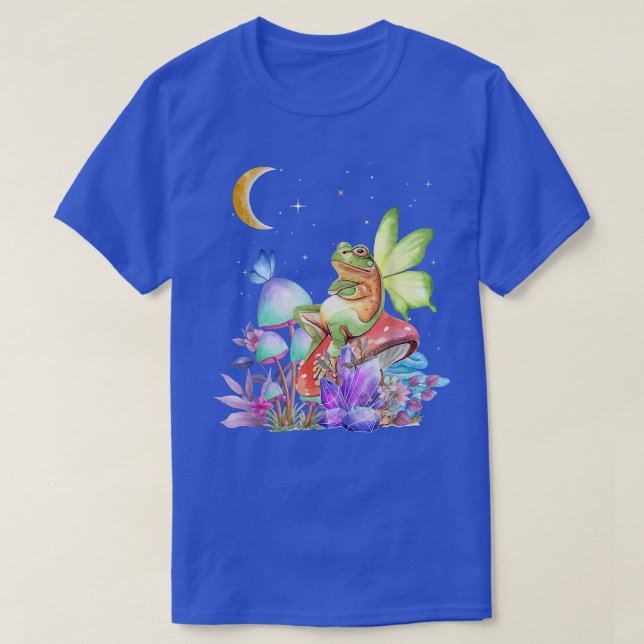 Ästhetischer Kernfrosch Mushroom Moon Fairycore T-Shirt (Design vorne)