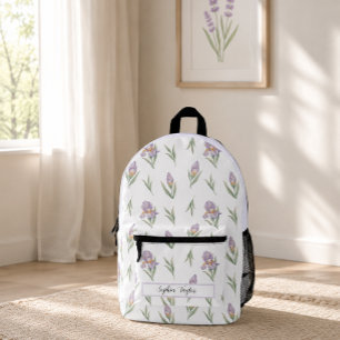 Ästhetischer Lavendel Lila Iris Botanischer Name Bedruckter Rucksack