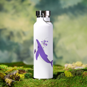 Ästhetischer lila Wal und Lilien 22oz Thor Wasser  Trinkflasche
