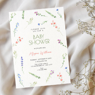 Ästhetischer Minimalist fallende Blumen Babyparty Einladung