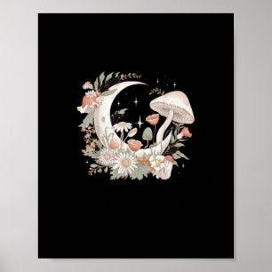 Ästhetischer Mond Goblincore und Cottagecore Pilz Poster