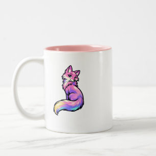 Ästhetischer Pastell-Galaxie-Fuchs-Kaffeebecher Zweifarbige Tasse