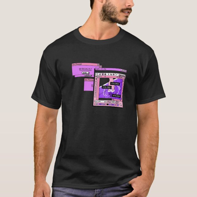 Ästhetischer PC Browser Vaporwave traurige Illustr T-Shirt (Vorderseite)