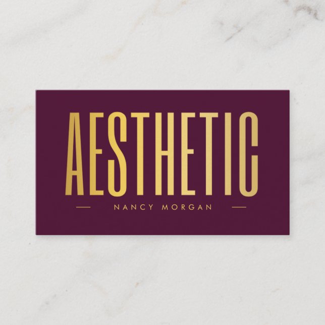 Ästhetischer QR-Code & Logo Bordeauxrot und Gold Visitenkarte (Vorderseite)
