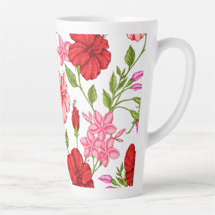 Ästhetischer Rosa Hibiskus Blumenmuster Latte-Mug Milchtasse