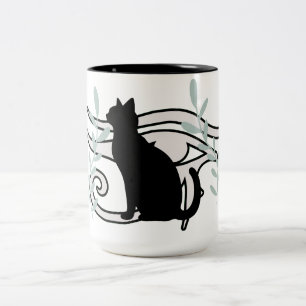 Ästhetischer schwarzer Katzen-Ägyptischer-Auge-Kaf Zweifarbige Tasse