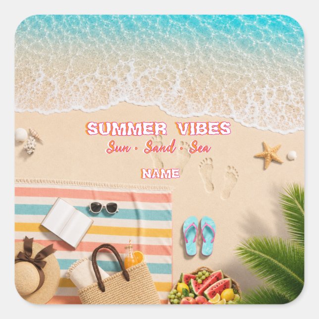 Ästhetischer Strand Sommer Türkis Aufkleber (Vorderseite)