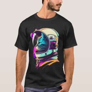 Ästhetischer Vaporwave Weltraum Katze 80er 90er As T-Shirt
