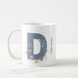 Ästhetischer Wasserfarbenflorbrief D Monogramm Kaffeetasse