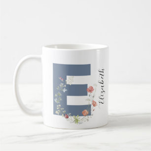 Ästhetischer Wasserfarbenflorbrief E Monogramm Kaffeetasse